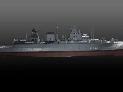 German navy Brandenburg class frigate Low-poly 3D model