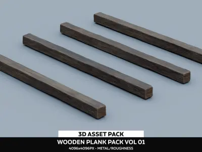 Wooden Plank Pack Vol 01 - High-Quality Wooden Planks Free low-poly 3D model