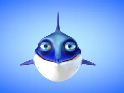 Swordfish cartoon fish Low-poly 3D model