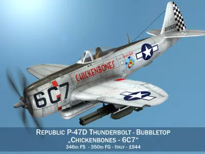 Republic P-47D Thunderbolt - Chickenbones 3D model