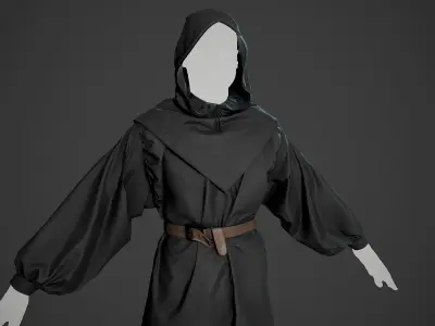 Black And Brown Medieval Outfit Low-poly 3D model