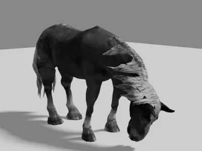 Black Wild Horse fully rigged Low-poly 3D model