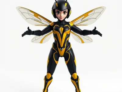 Insect Warrior Rigged and Animated D Model with Wings and Armor Low-poly 3D model