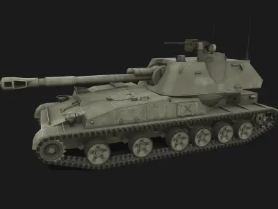 Tank 2s3 Akatsiya Low-poly 3D model