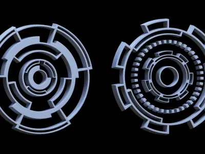 100 Sci-fi Hologram Base Mesh Pack Low-poly 3D model