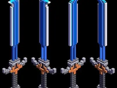 Sword created with voxel art 3D model