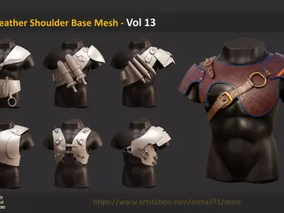 25 Leather Shoulder Base Mesh - Vol 13 Low-poly 3D model