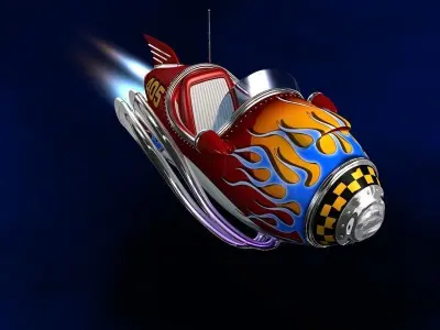 Cartoon spaceship in 3D format 3D model