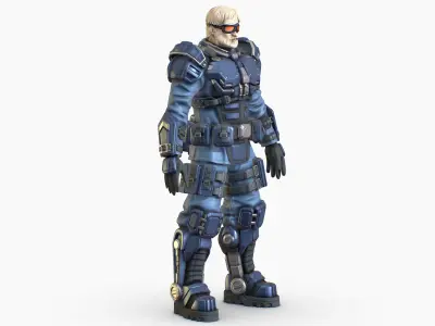 High Poly Man Military Heavy Armor Future 3D model