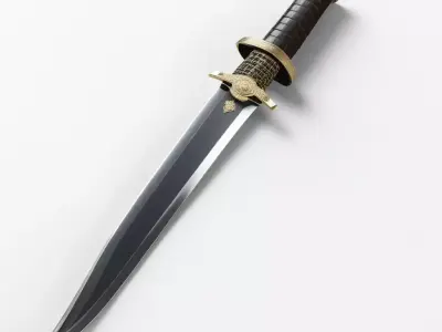 Fantasy Dagger with Golden Hilt 3D model