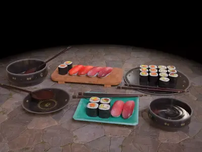 Sushis Set Pack Low-poly 3D model