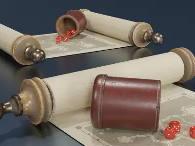 Game Scroll with Dice 3D model
