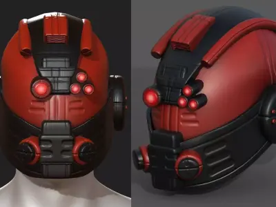 Helmet plastic scifi futuristic military combat Low-poly 3D model