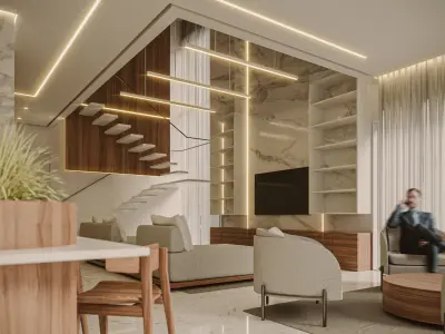 Project A living room in modern apartment Free 3D model