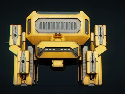 Spaceship Fighter - Sci-Fi Modular Animated  4K Textures Low-poly 3D model