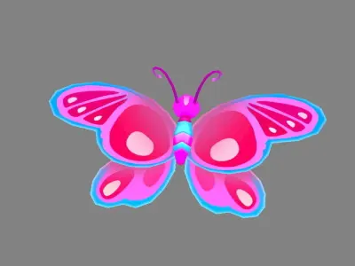 Cartoon butterfly - purple Low-poly 3D model