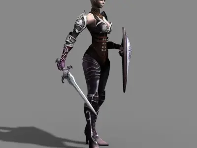 Royal Female Warrior Low-poly 3D model