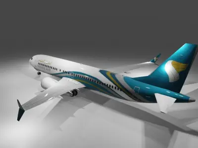 Oman Air Boeing 737 max 8 3d model low poly Low-poly 3D model