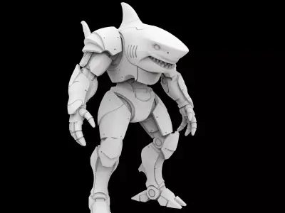 Mechanical Shark Warrior 3D Print Model 3D print model purchase