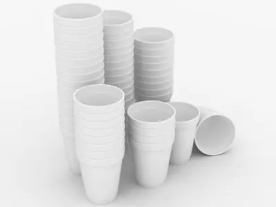 Styrofoam Cups (Pose 2) 3D model