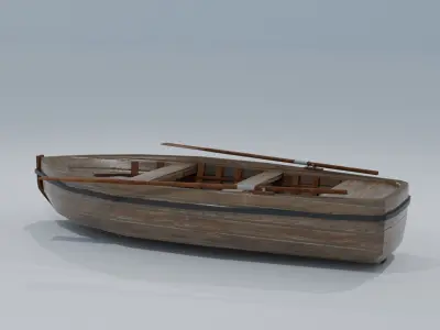 GameReady Old Boat Low-poly 3D model