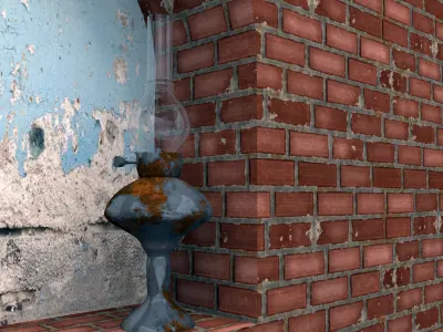 Radio and old lamp with bird statue 3D model