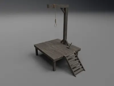 Small gallows PBR Low-poly 3D model