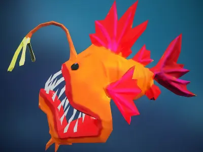 Stylized Anglerfish Free low-poly 3D model