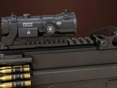 Machine Gun 16 Black All PBR Unity UE Textures Low-poly 3D model