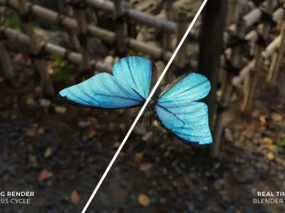 Blue Morpho Butterfly Low-poly 3D model