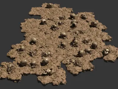 Modular 3D Ground with broken skulls LOW POLY VERSION 3D model