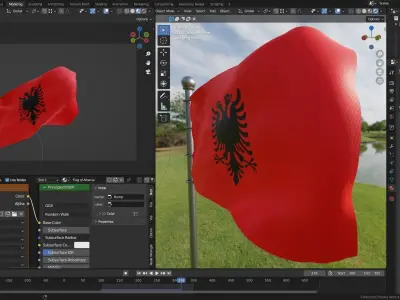 Animated Albania Flags 3D model