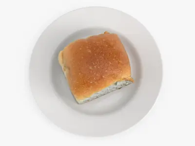 Soft Dinner Roll On Plate 3D model