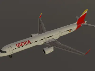 Iberia airbus a321neo XLR low poly 3D model  Low-poly 3D model