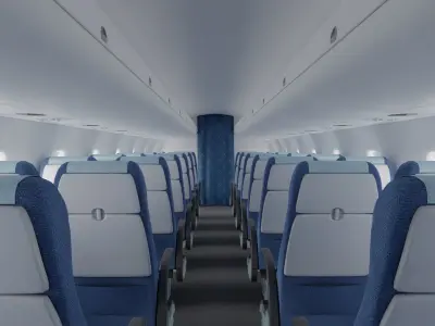 Airplane-Interior 3D model interior of airplane with seats Low-poly 3D model