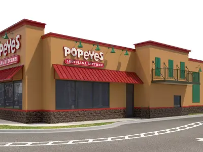 Retail-027 Popeyes With Site 3D model