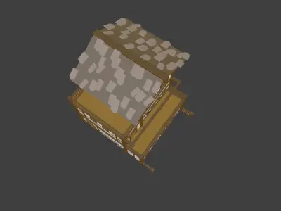 Tavern wooden house Low-poly 3D model