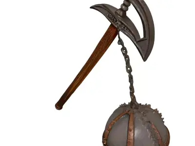 Rusty Medieval Flail 3D Model 3D model