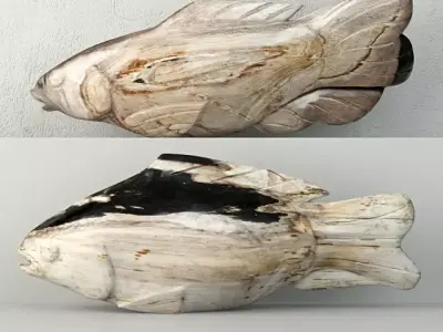 Hand Carved Petrified Wood Koi Fish 2 3D model