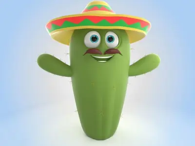 Cactus With Hat 3D model