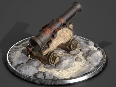 Cannon old Low-poly 3D model