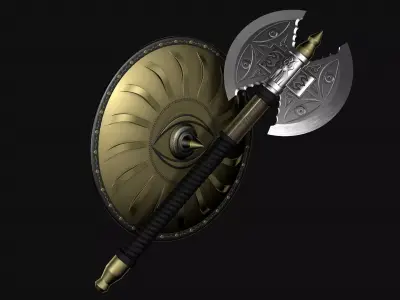 Shield and axe eye vengeance 3D model