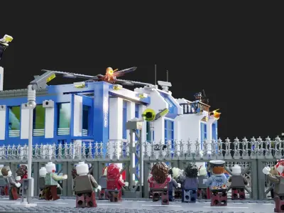 Lego Zombie attack on police station 3D model