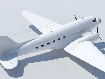 Douglas DC-3 Static Low Poly Blank Low-poly 3D model