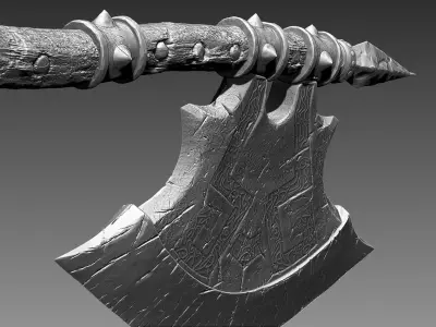 Zbrush Barbarian Axe 3D model