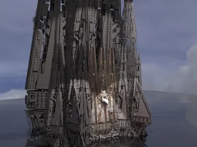 Wizard Dragon Emperor Tower Ruin Kit bash 3D model