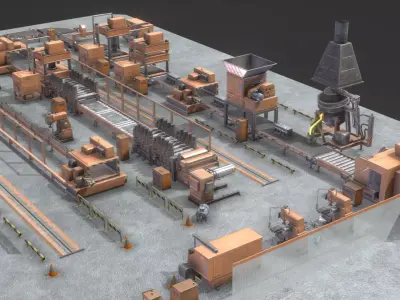Industrial Factory Equipment Low-poly 3D model