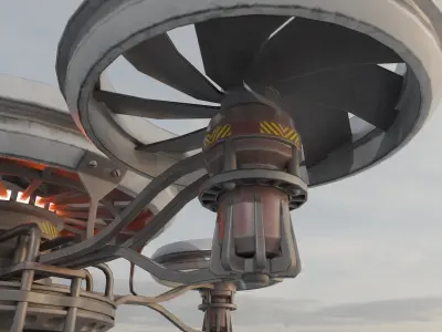 Sci-Fy futuristic assault drone Pentacopter Low-poly 3D model