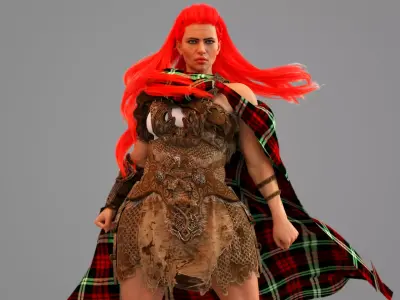 Gallowglass - Scottish Highlander Warrior Female 3D model