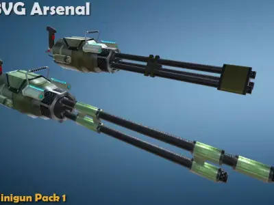 Minigun pack 1 Low-poly 3D model